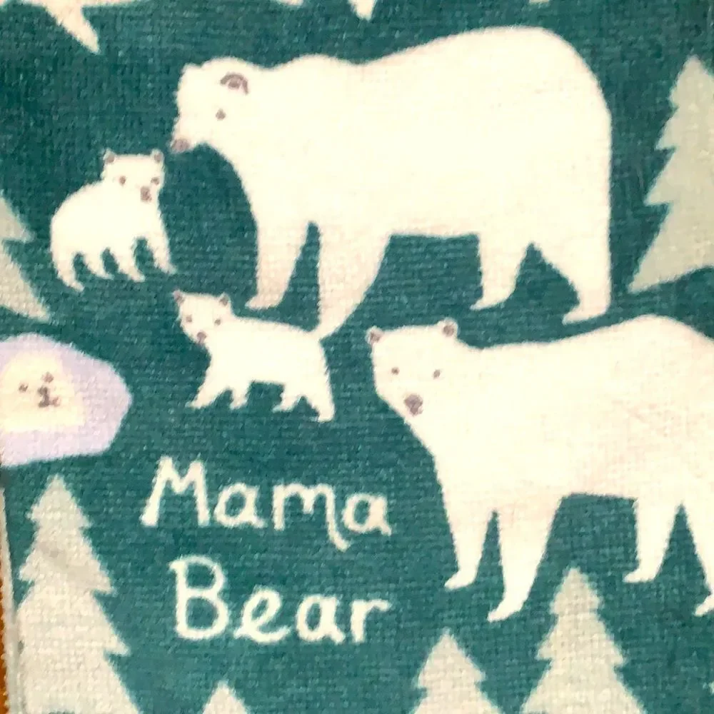 NWT Mama Bear Kitchen Towels Set of 2 Green White Rustic Cabin Decor